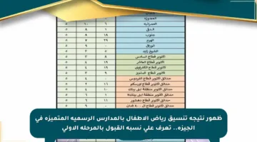 ظهور نتيجة تنسيق رياض الأطفال بالمدارس الرسمية المتميزة في الجيزة.. تعرف على نسبة القبول بالمرحلة الأولى